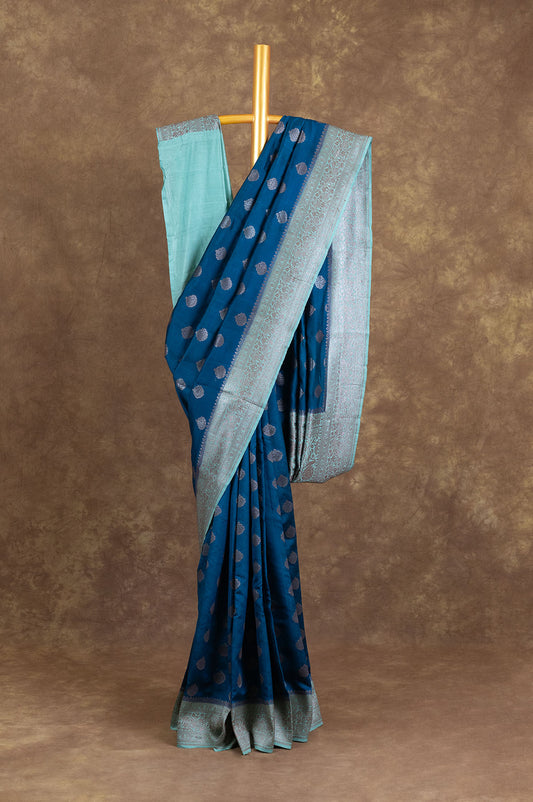 Peacock Blue Banaras Katan Saree