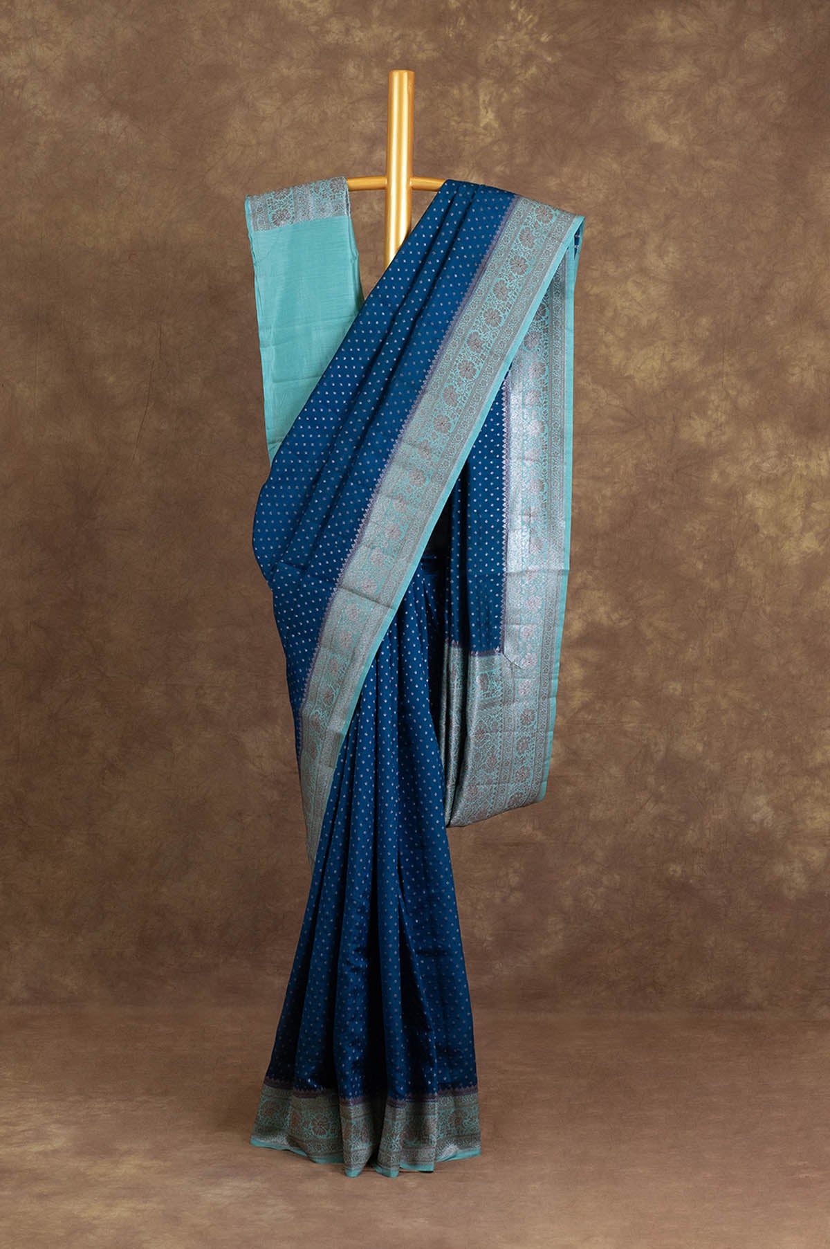 Peacock Blue Banaras Katan Saree
