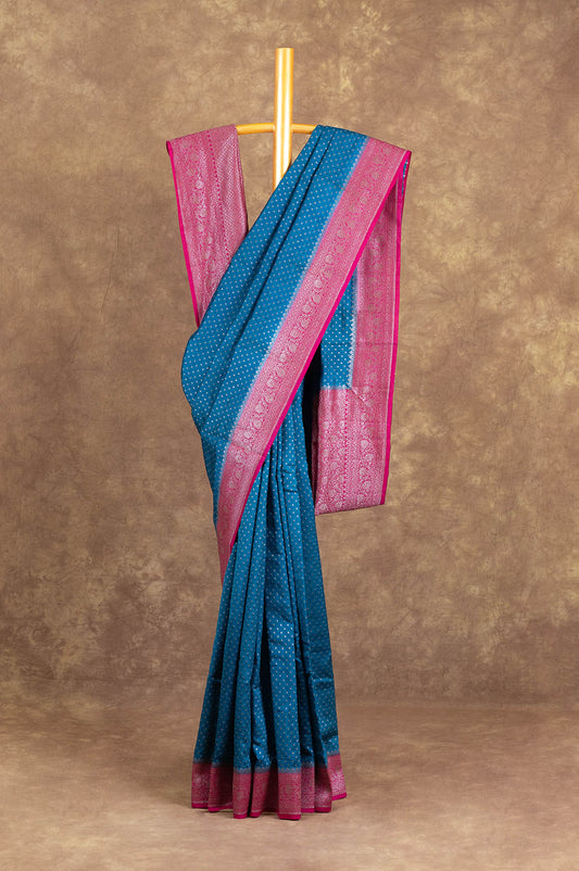 Peacock Blue Banaras Katan Saree