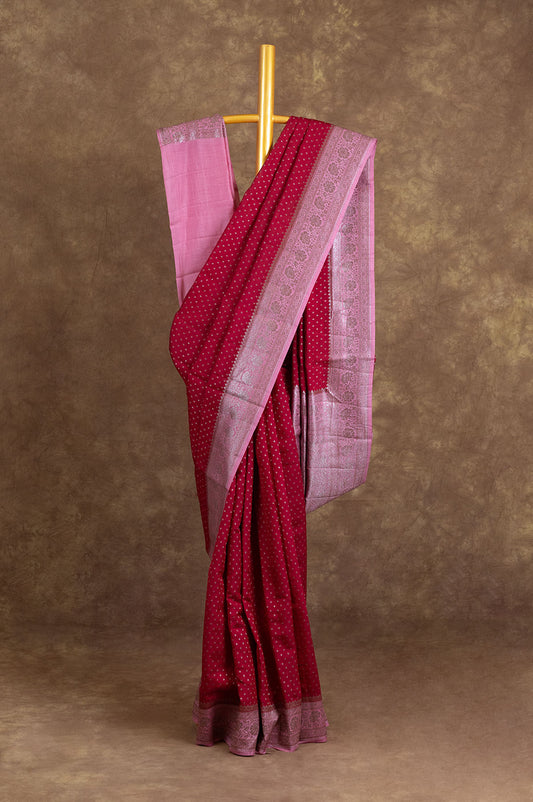 Maroon Banaras Katan Saree