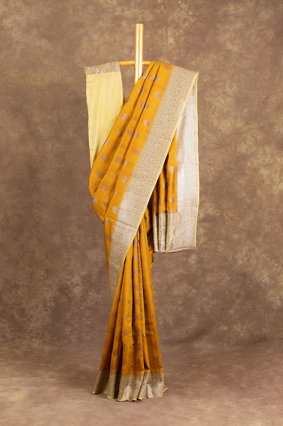 Mustard Banaras Katan Saree