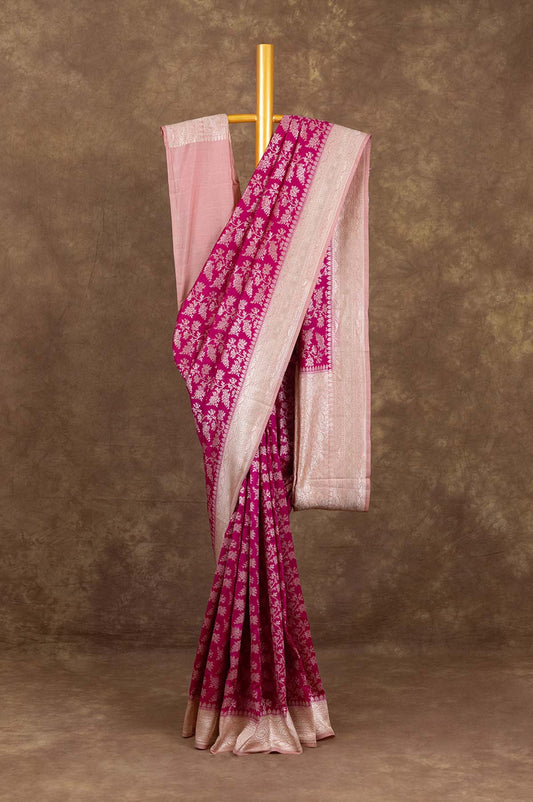 Magenta Banaras Katan Saree