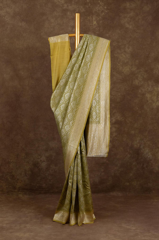 Mehendi Green Banaras Katan Saree