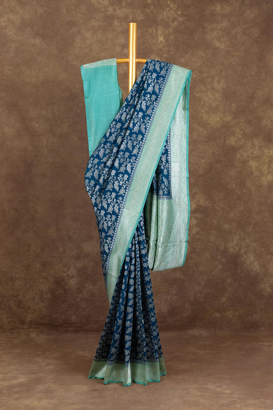 Peacock Blue Banaras Katan Saree