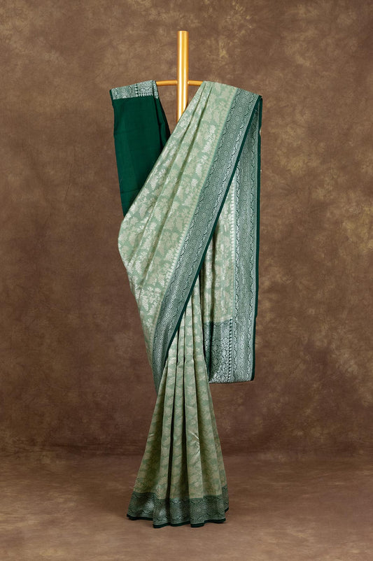 Pista Green Banaras Katan Saree