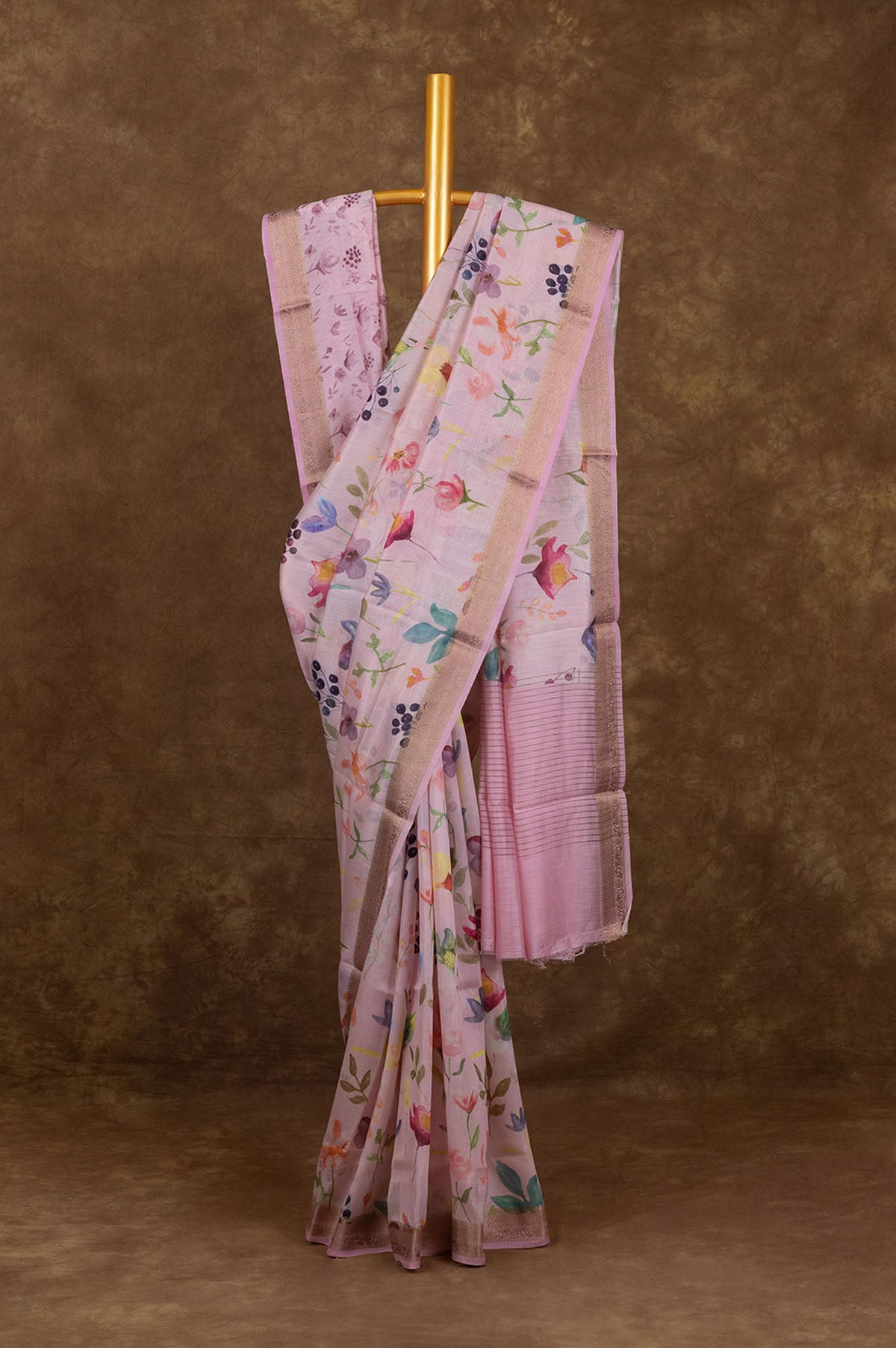 Shanvika Pink Pure Chinon Silk Saree