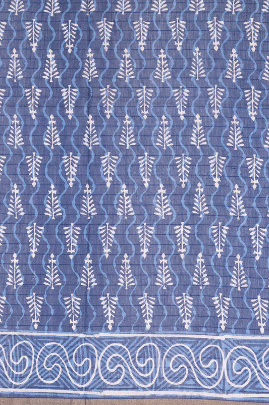 Navy Blue Chanderi Silk Cotton Saree