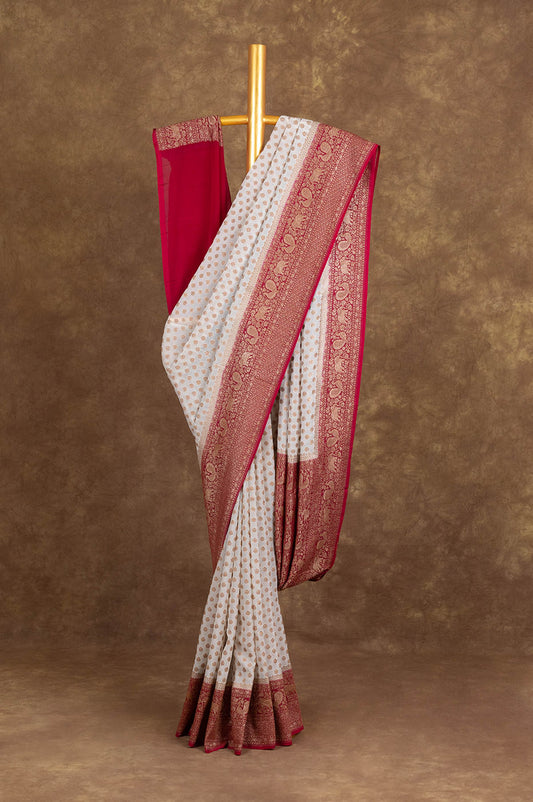 Off white	Banaras Georgette Saree