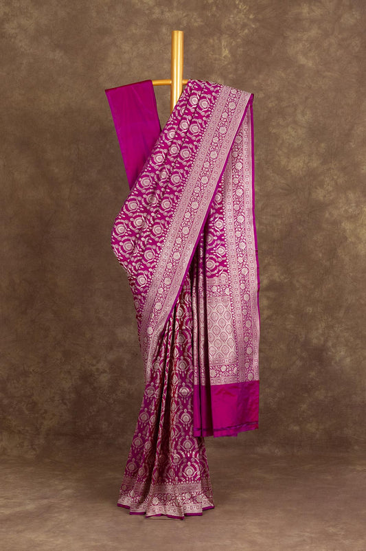Megenta Banaras Katan Silk Saree