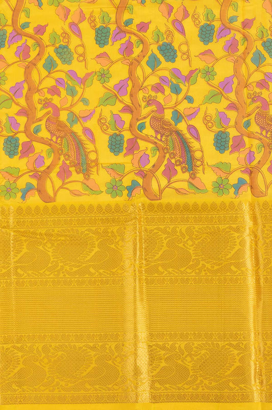 Yellow Kanchi Kora Silk Saree