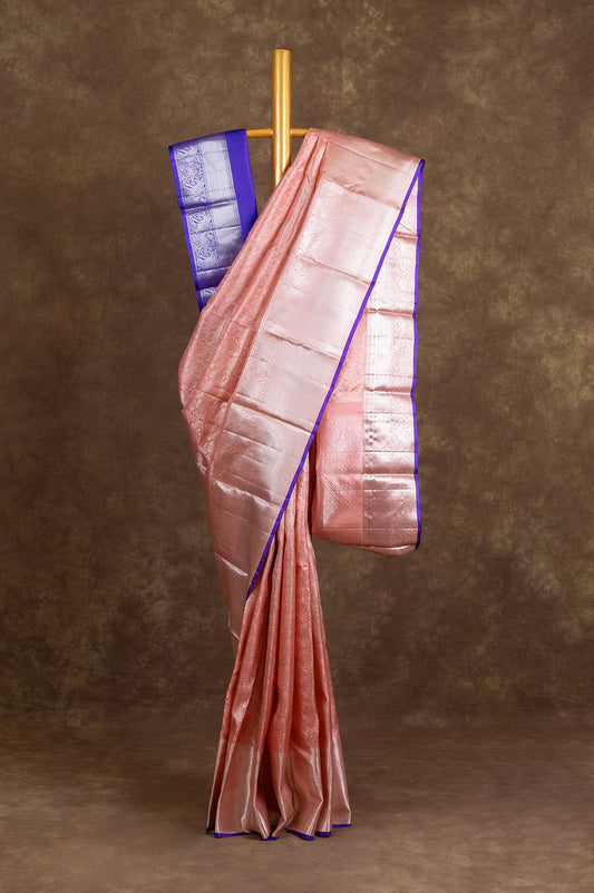 Peach Kanchipuram Silk Saree