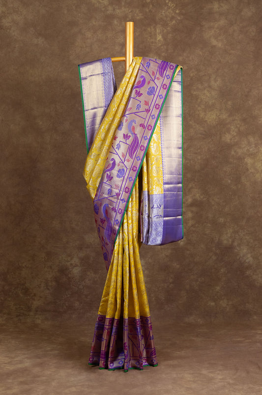 Yellow Kanchipuram Tissue Silk Saree