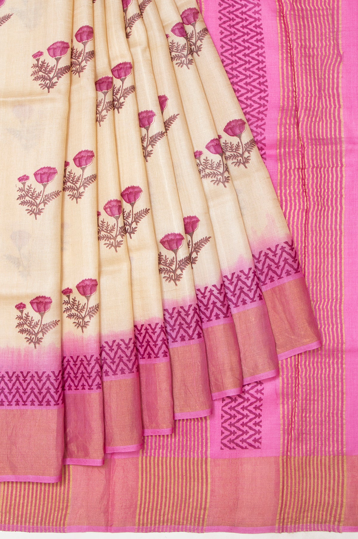 Sandal Tussar Silk Saree