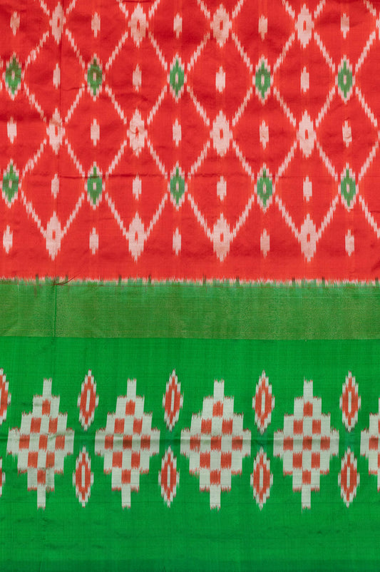 Red Ikat Silk Saree