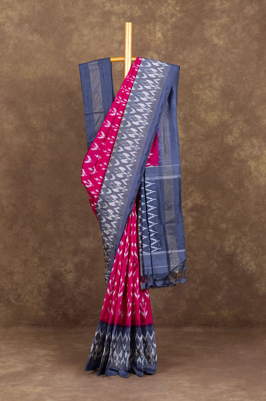 Pink	Ikat Silk Saree