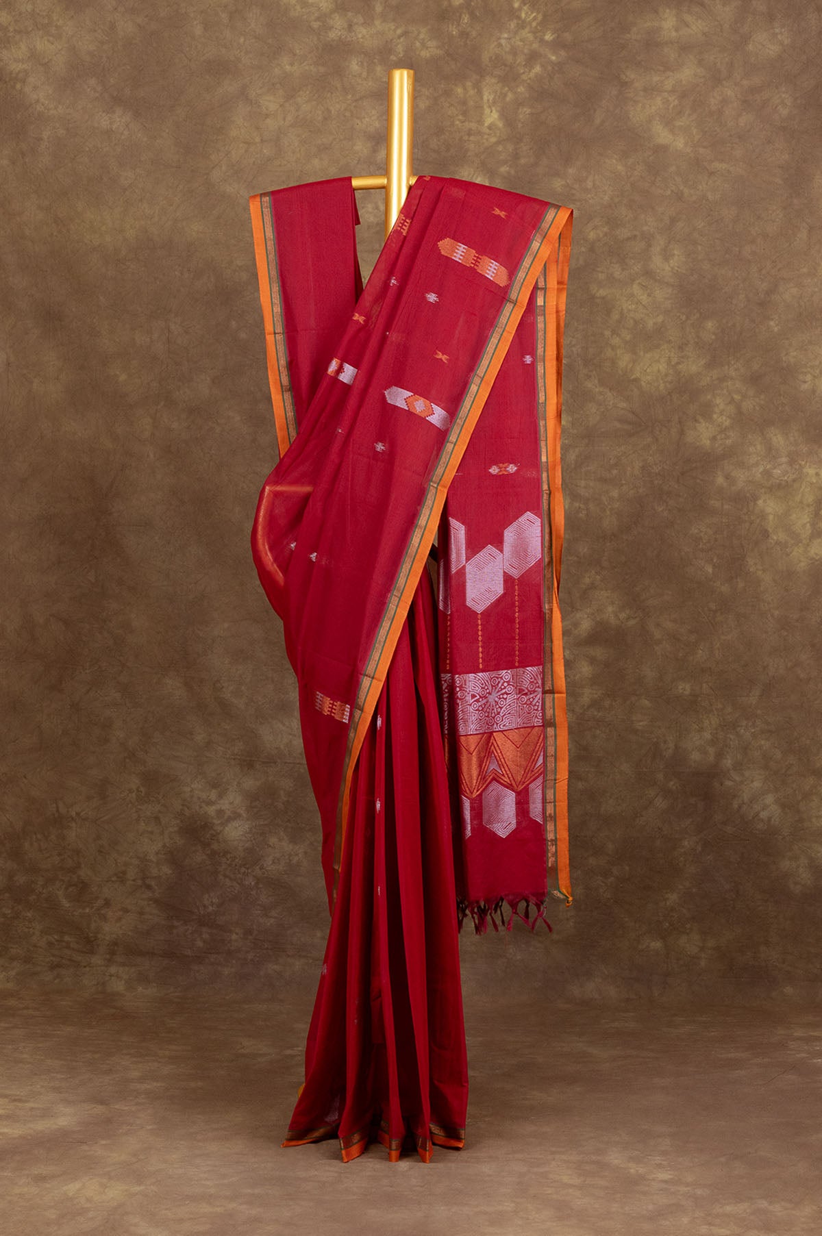 Red Kanchi Cotton Saree