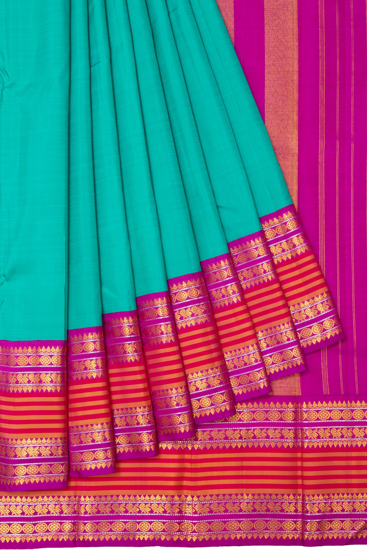 Sea green Kanchipuram Silk Saree