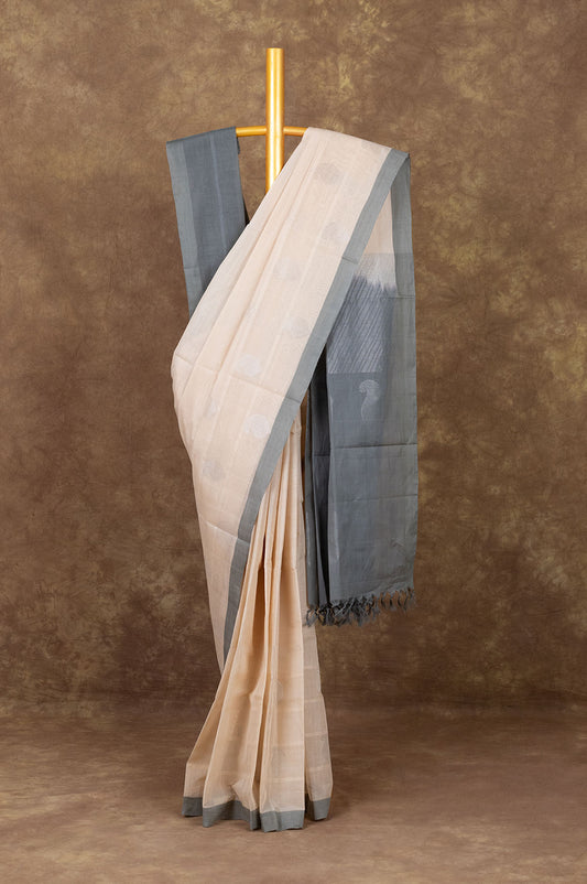 Cream Kanchi Cotton Saree