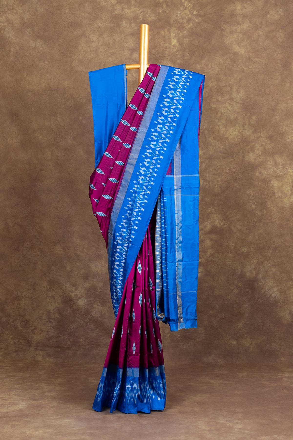 Magenta Ikat Silk Saree