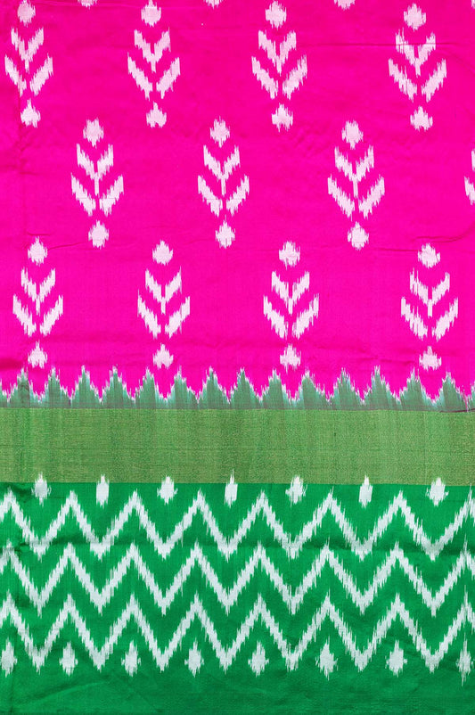 Pink	Ikat Silk Saree