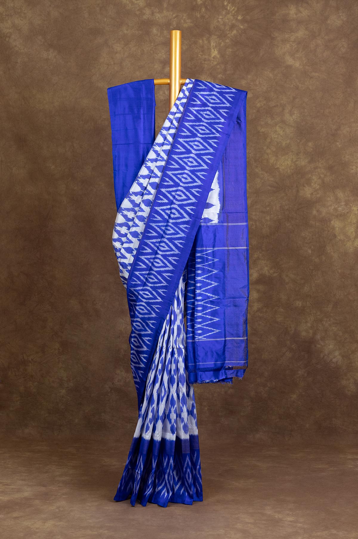 Royal Blue Ikat Silk Saree