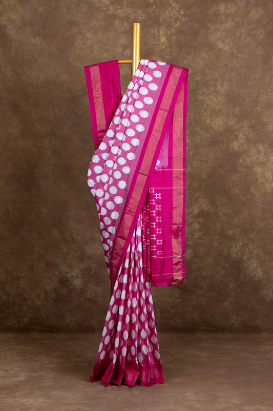 Pink Ikat Silk Saree