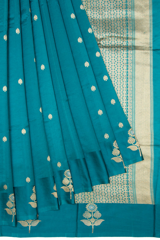 Peacock Green Banaras Katan Saree