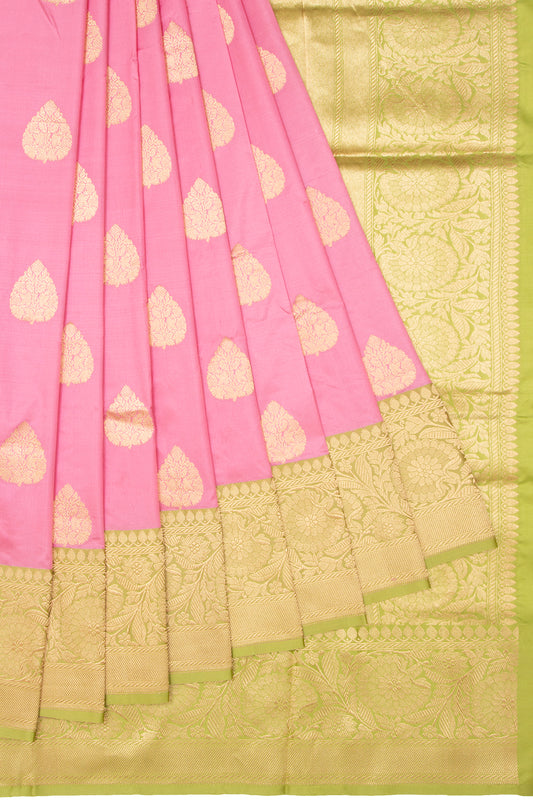 Pink Banaras katan silk sarees