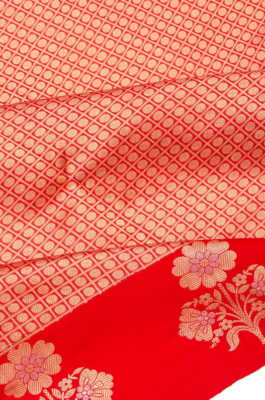 Red Muslin Silk Saree