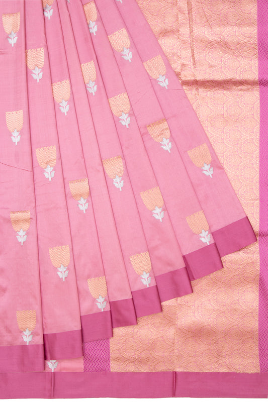 Onion Pink Banaras Katan Silk Saree