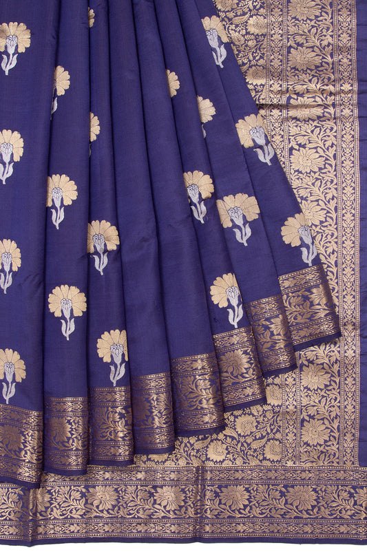 Navy Blue Banaras Katan Saree