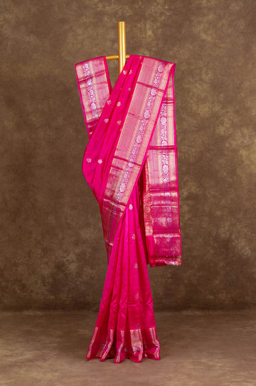 Pink Banaras Katan Saree