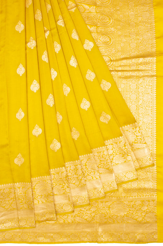 Neon Yellow Banaras Katan Saree