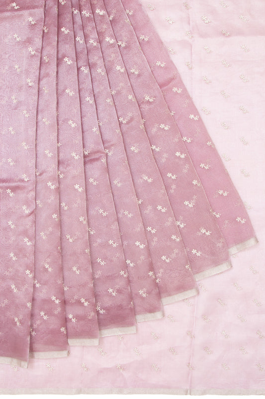 Onion pink Organza Saree