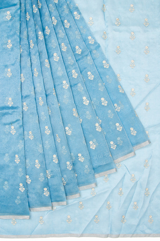 Sky Blue Organza Saree