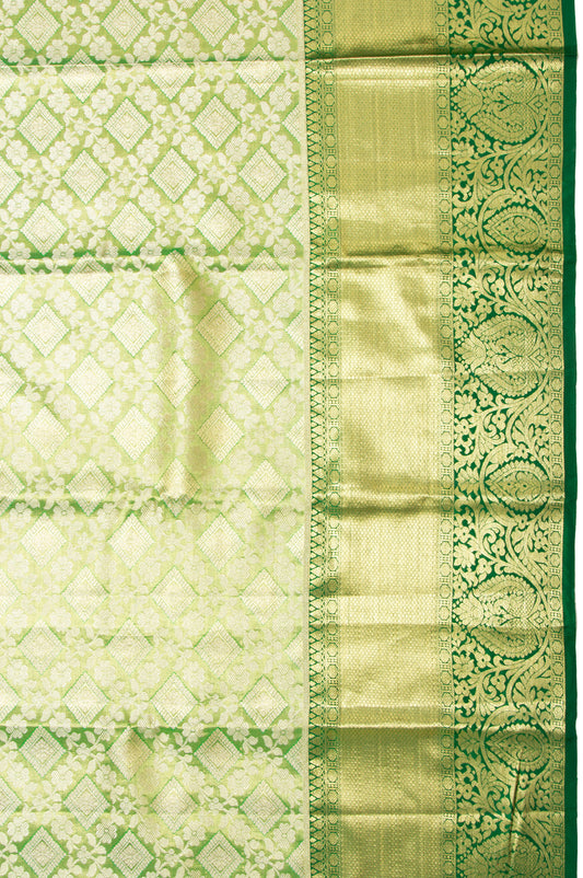 Parrot Green Kanchipuram Tissue Silk Saree