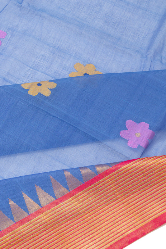 Indigo blue Ponduru Jamdani Cotton Saree