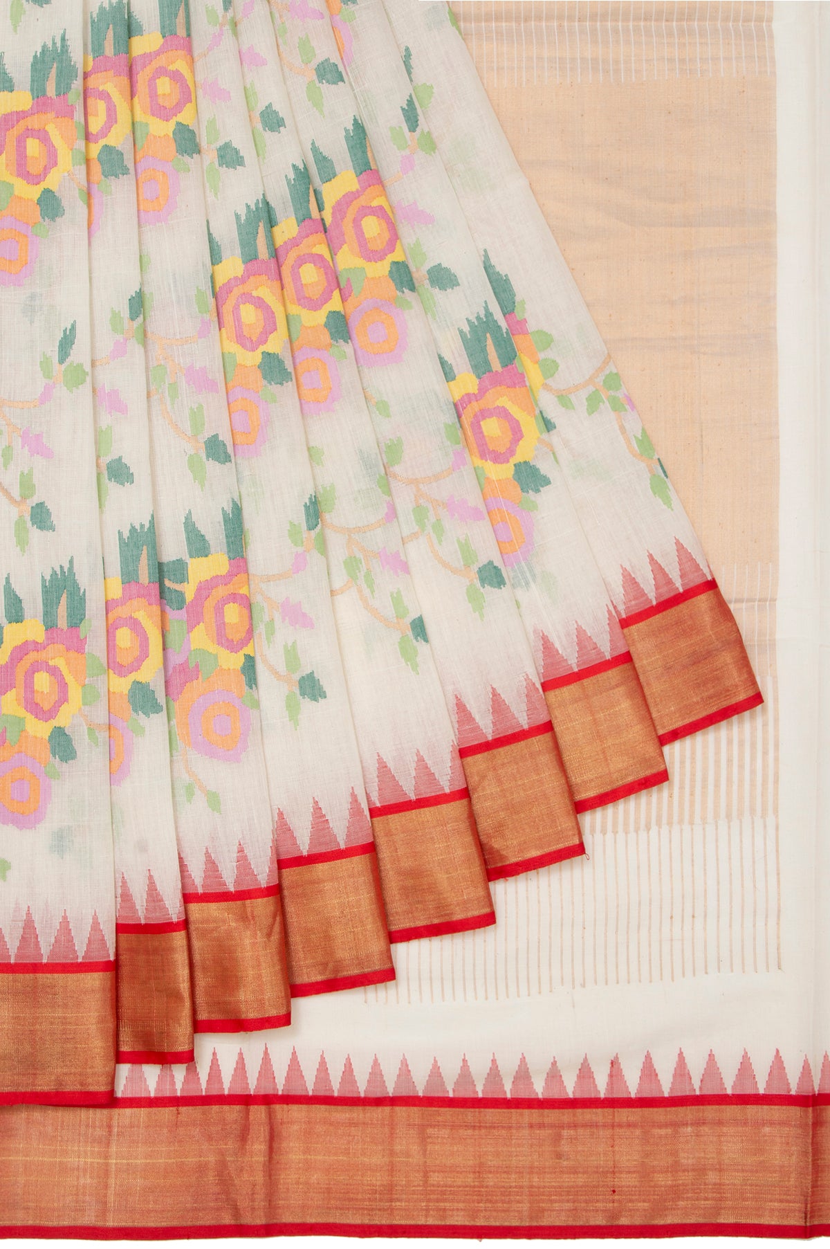 Off White Ponduru Cotton Saree