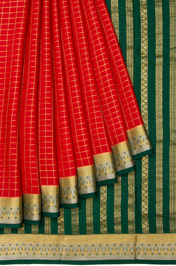 Red Mysore Silk Saree