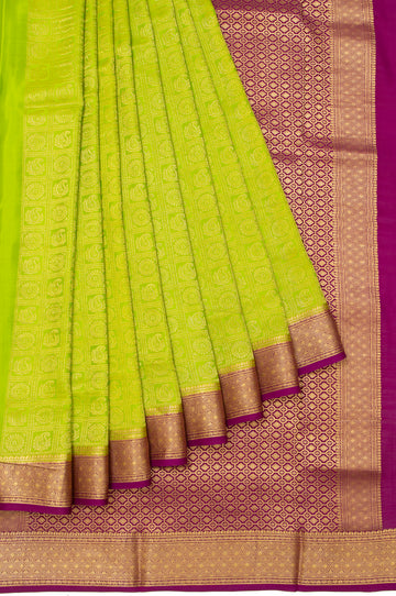 Parrot Green Mysore Silk Saree