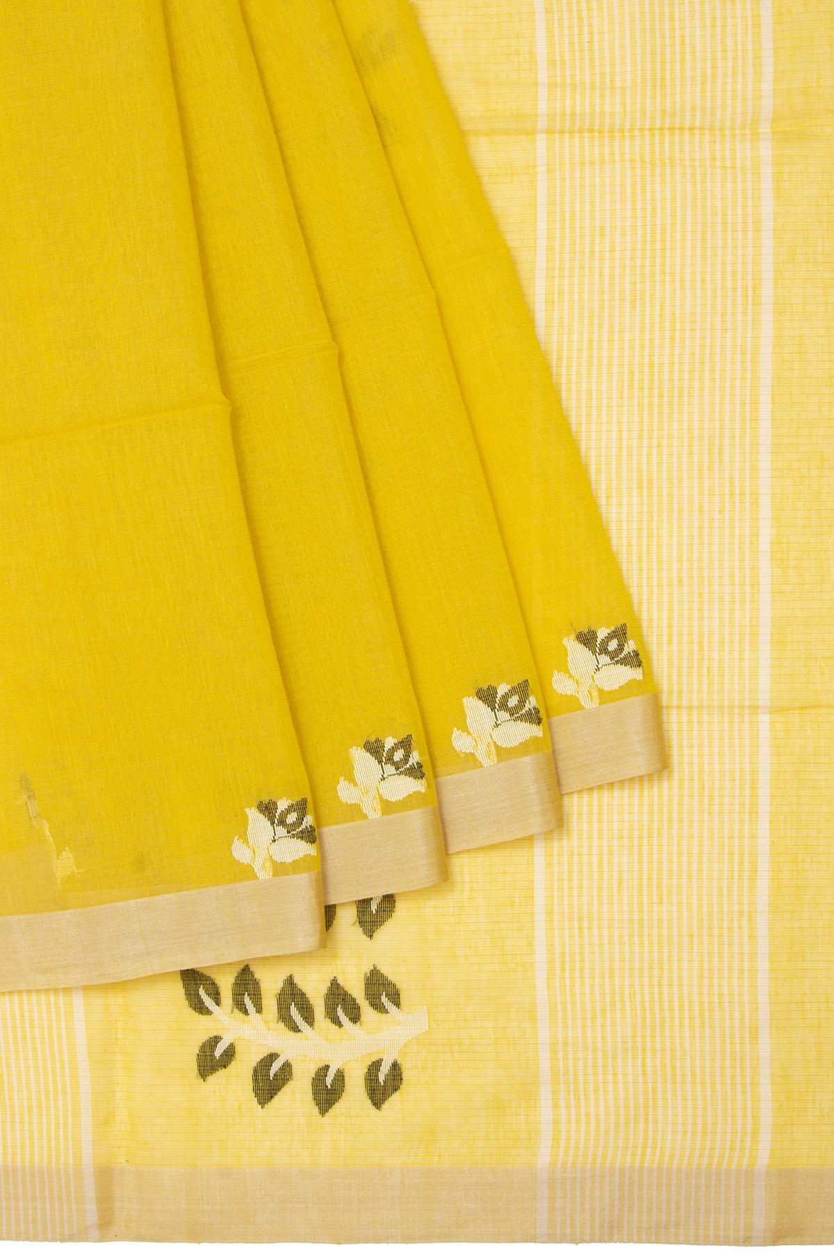Neon Yellow Bengal Cotton Jamadani Saree