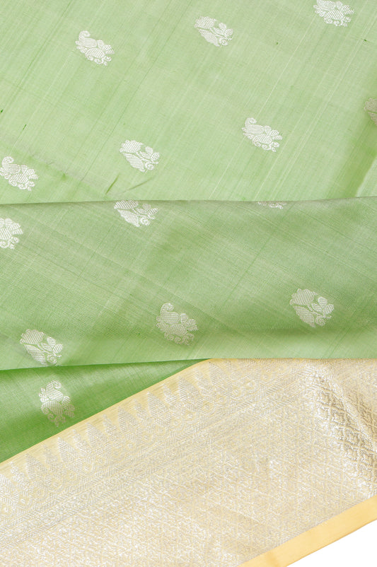 Pista Green Mangalagiri Silk Saree