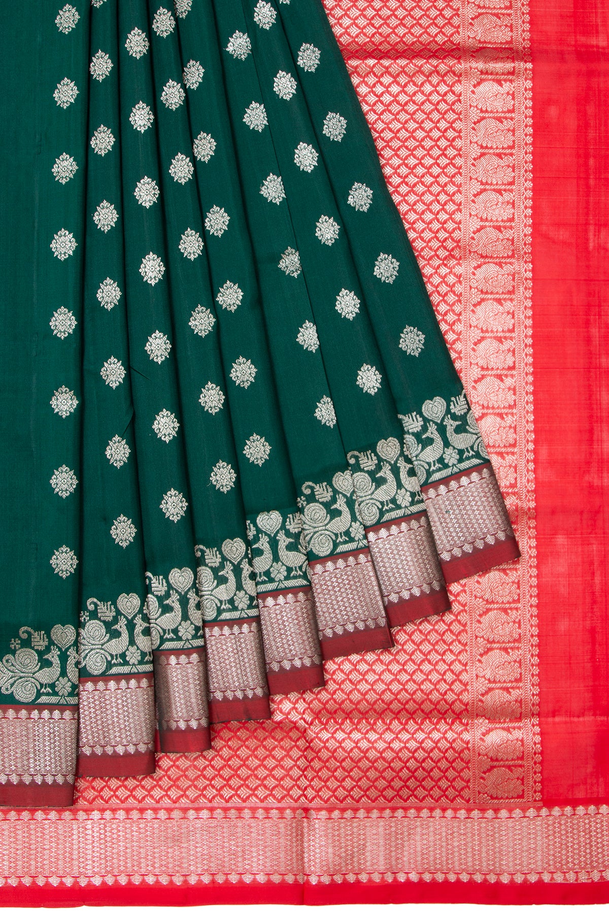 Peacock green Venkatagiri Silk Saree