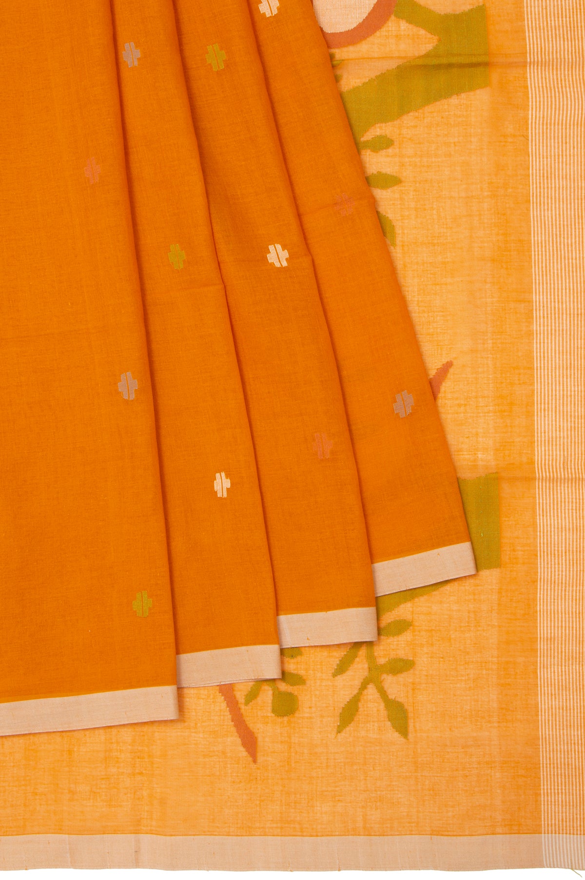 Mustard Bengal Cotton Jamadani Saree