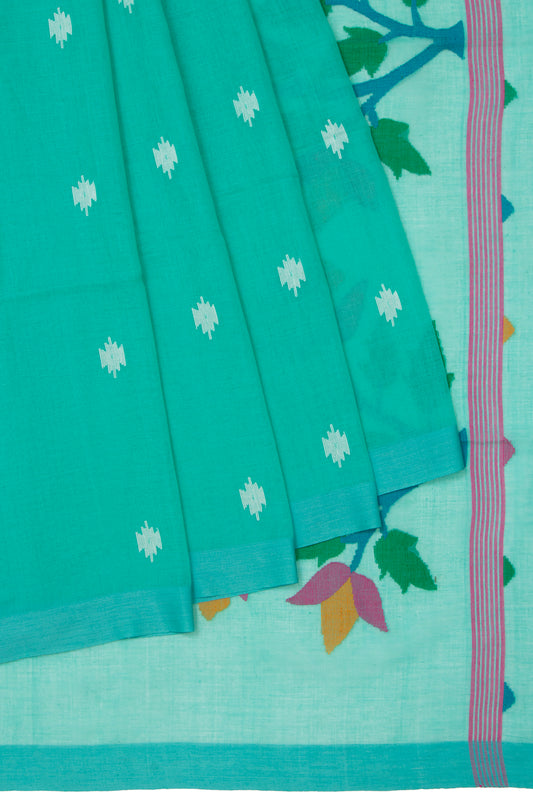 Sea Green Bengal Cotton Jamadani Saree