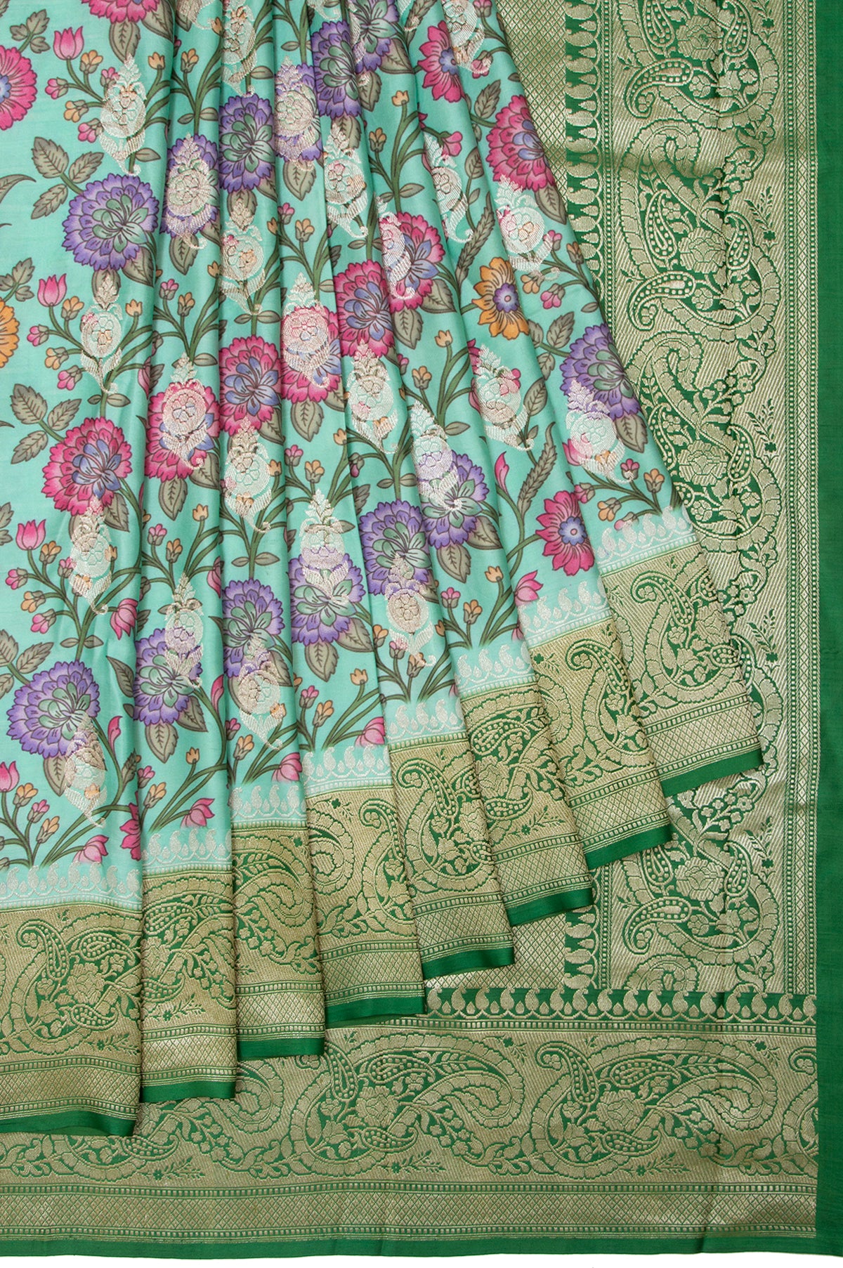 Sea green Mashru Silk Saree