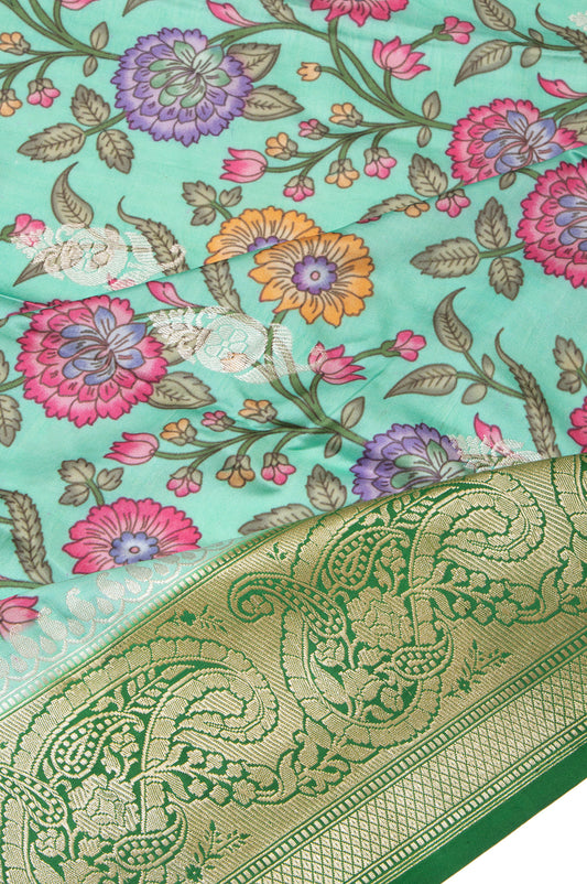 Sea green Mashru Silk Saree