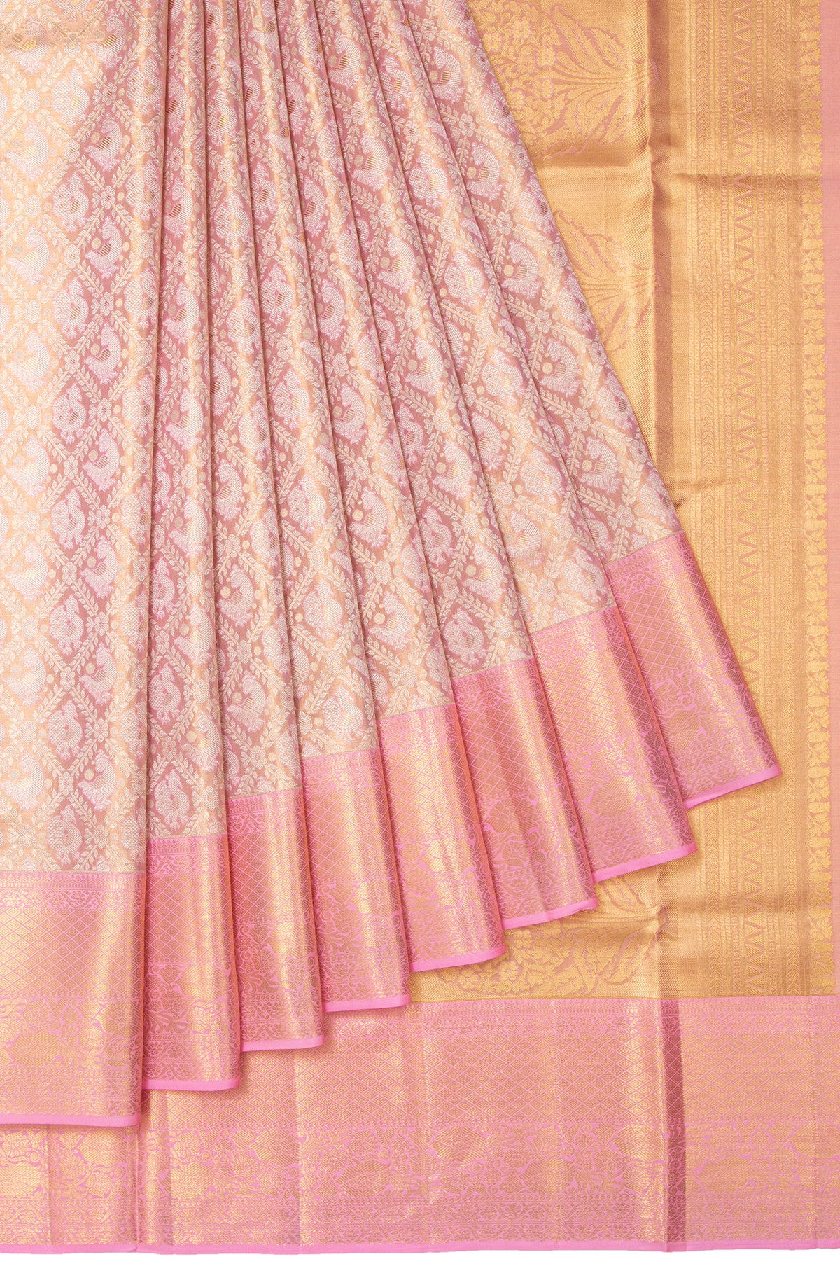 Pink Kanchipuram Tissue Silk Saree