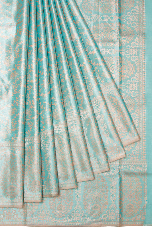 Sea Green Kanchipuram Tissue Silk Saree