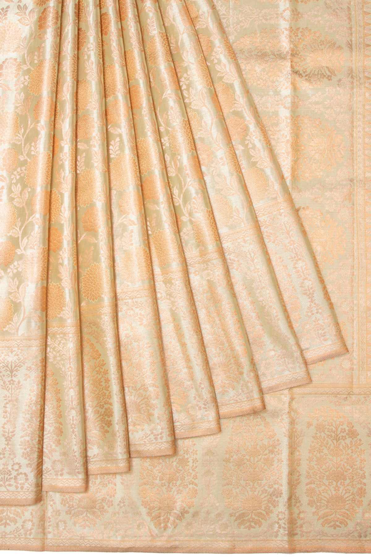 Pista green Kanchipuram Tissue Silk Saree